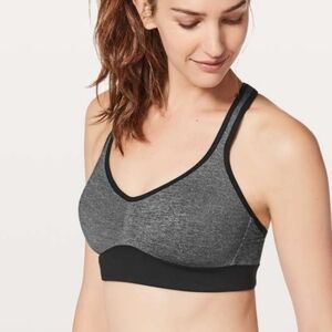 Lululemon Speed Up Bra *High Support for C/D Cup  Heathered Black / Black